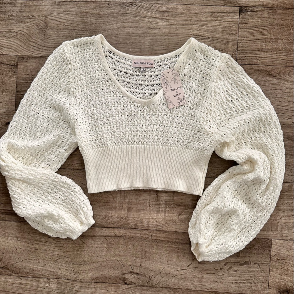 Elegant White Open Knit Sweater